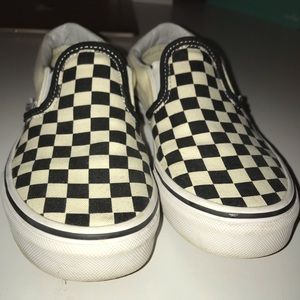 checkerboard vans slip ons